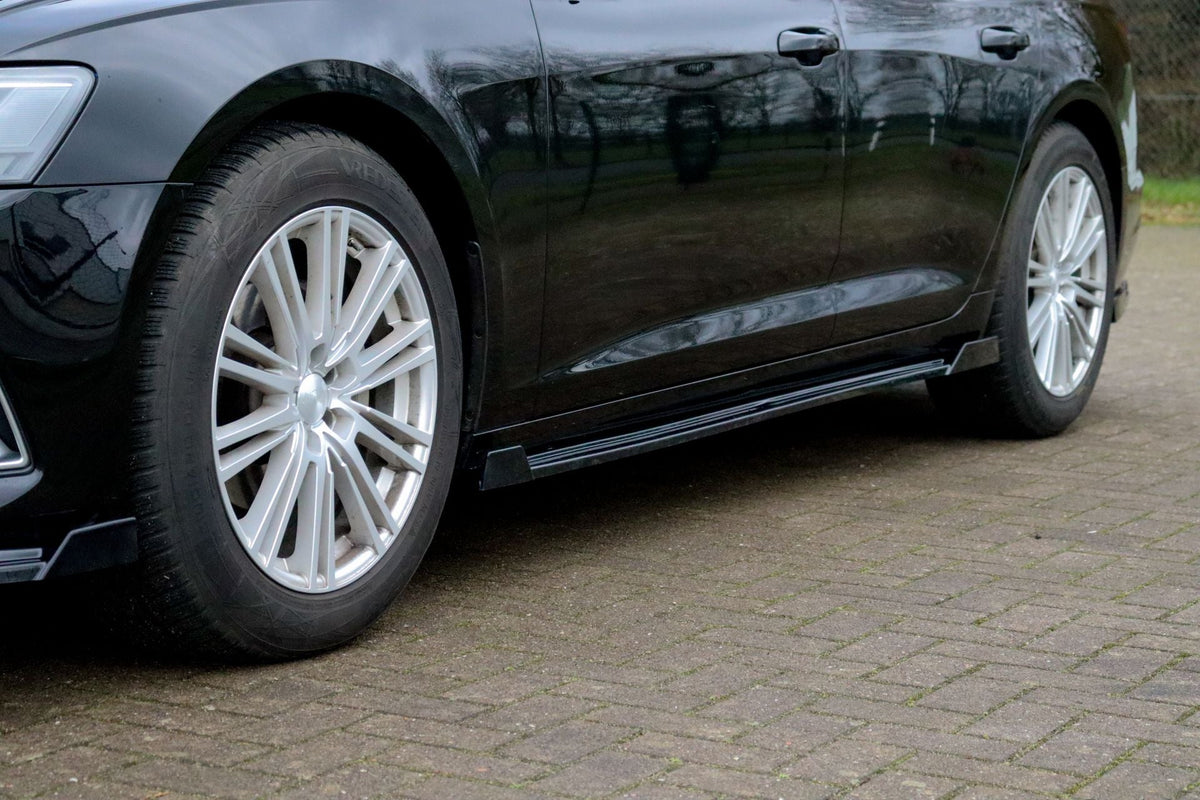 Seitenschwellersatz aus ABS mit seitlichem Wing vorne + hinten passend für Audi A6 C8 Typ F2