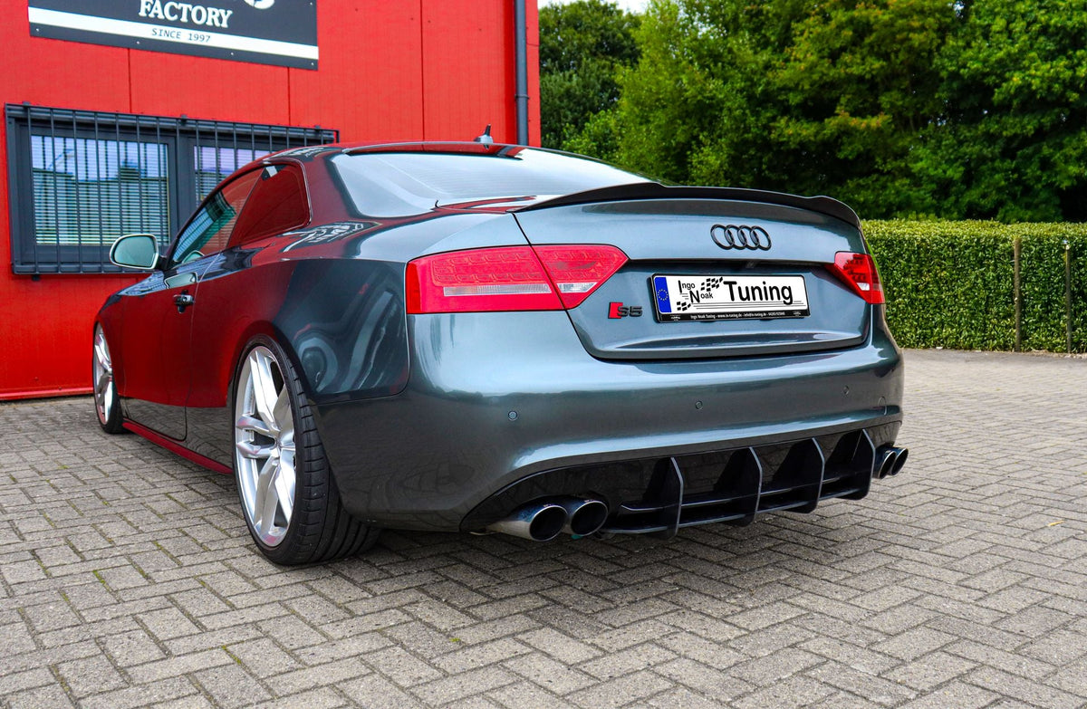 Gefräster Heckansatz aus ABS mit Finnen passend für Audi A5 B8 S-Line