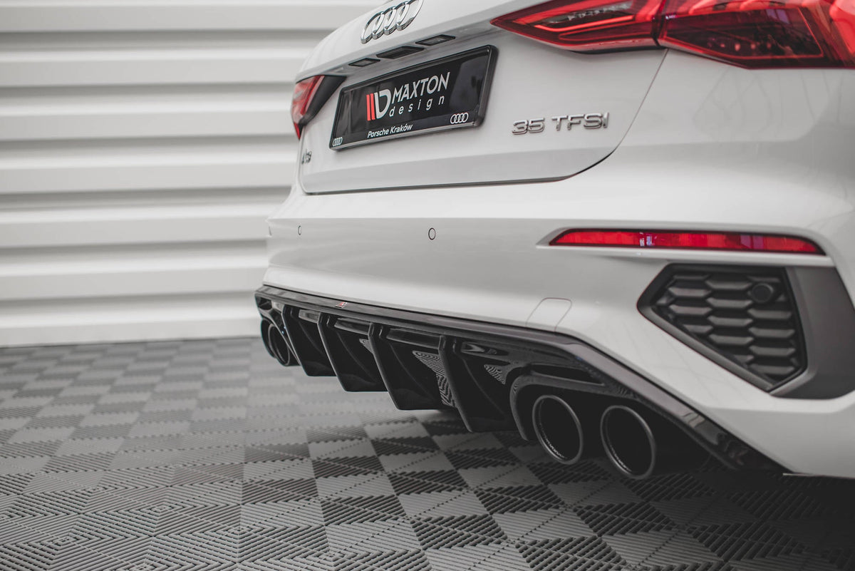 Maxton Design - Diffusor Heck Ansatz + Endrohre für Audi A3 S - Line Sportback 8Y - Aerowerk.