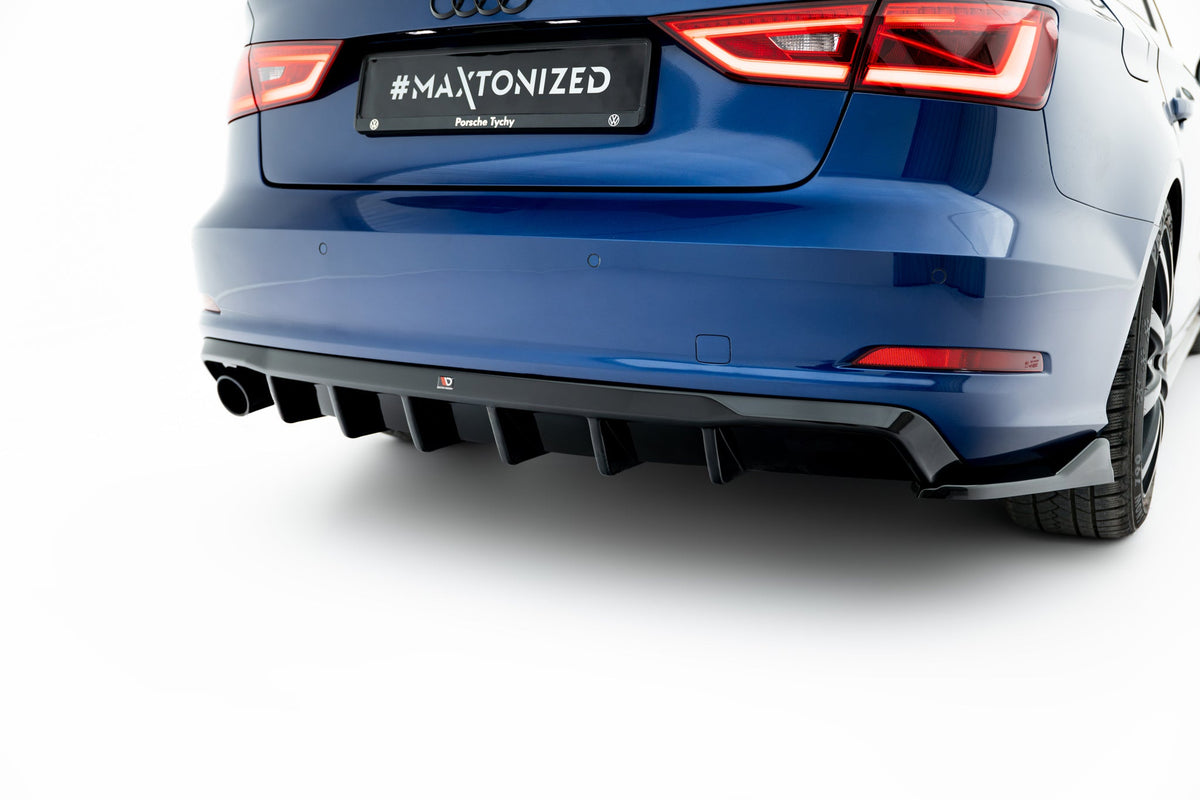 Maxton Design - Diffusor Heck Ansatz für Audi A3 Limousine 8V (Ausführung mit einseitigem Doppelauspuffendrohr) - Aerowerk.