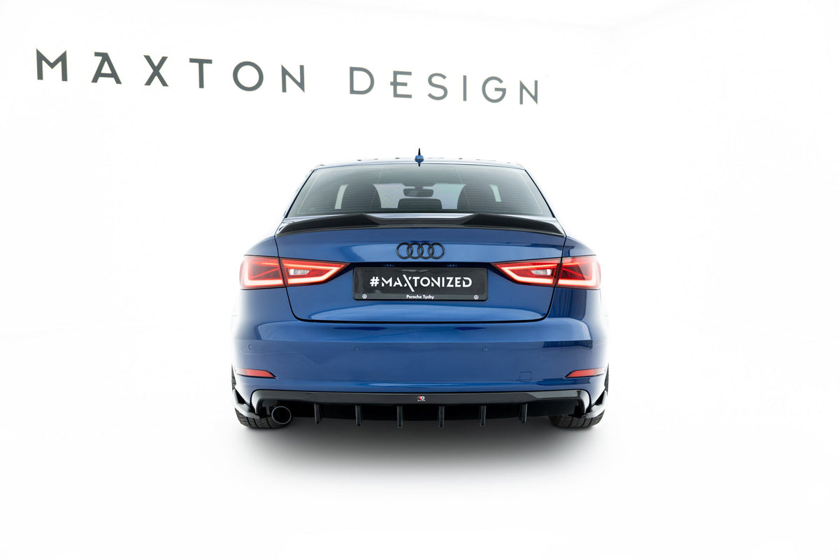 Maxton Design - Diffusor Heck Ansatz für Audi A3 Limousine 8V (Ausführung mit einseitigem Doppelauspuffendrohr) - Aerowerk.