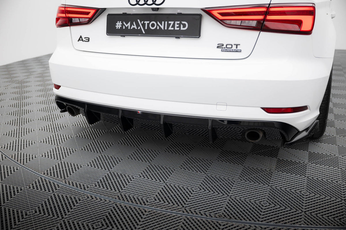 Maxton Design - Diffusor Heck Ansatz für Audi A3 Limousine 8V Facelift (Einzelauspuff li. re.) - Aerowerk.