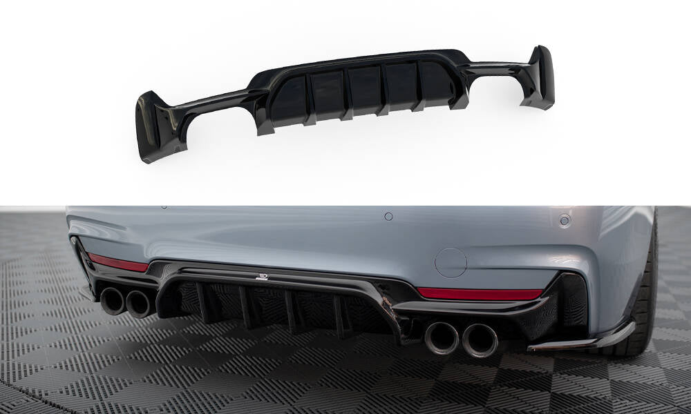 Maxton Design - Diffusor Heck Ansatz für BMW 4er Coupe / Gran Coupe / Cabrio M - Paket F32 / F36 / F33 (Doppelauspuff li. re.) - Aerowerk.