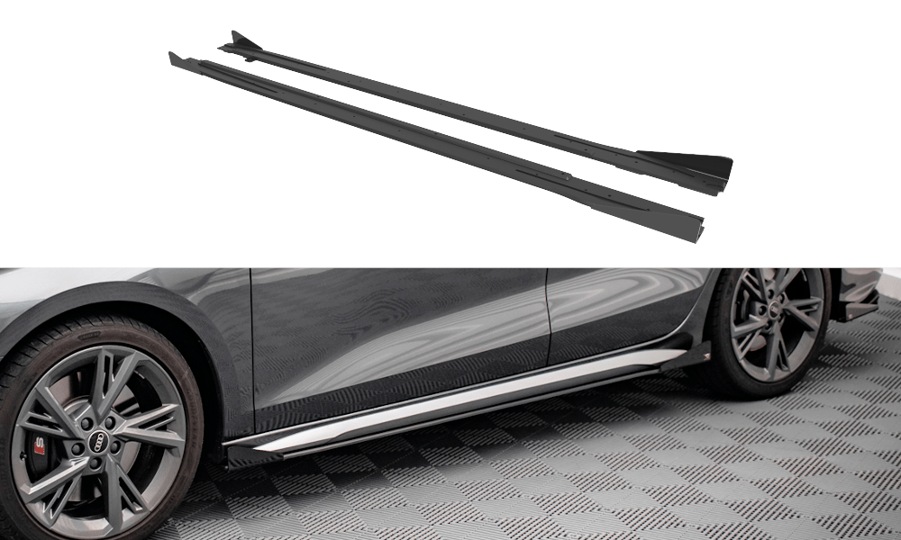 Maxton Design - Street Pro Seitenschweller Ansatz + Flaps für Audi S3 / A3 S - Line 8Y / 8Y Facelift - Aerowerk.